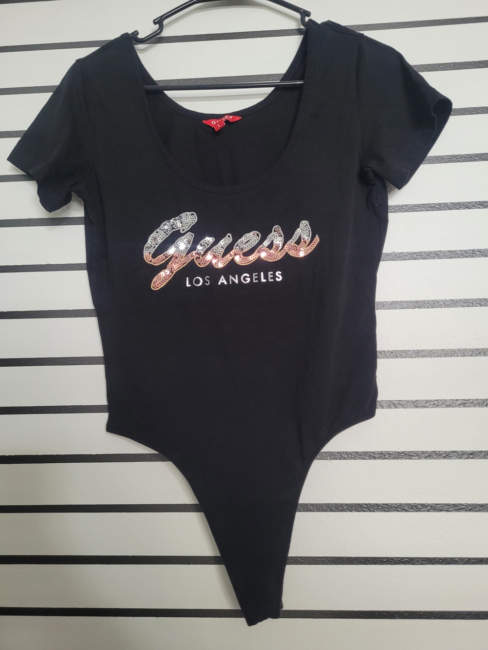 Guess Los Angeles  Black Logo Bodysuit Size L